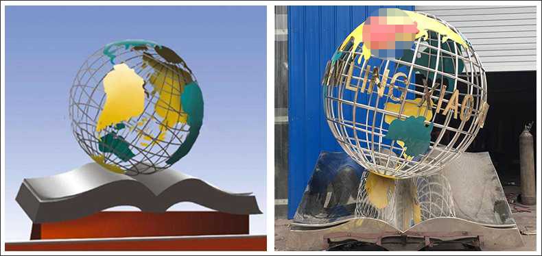 不銹鋼地球，景觀地球雕塑，學(xué)校地球儀擺件