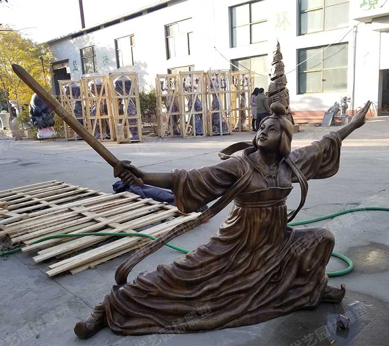 銅人物雕塑，公孫大娘銅雕塑
